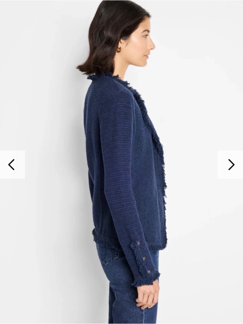 Nic+Zoe Fringe Navy Mix Cardigan Blazer - Picture 4 of 12